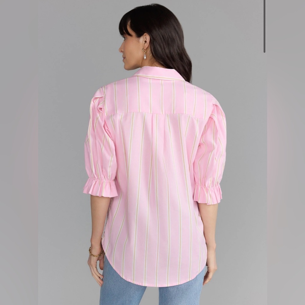 New York & Company Pink and White Relaxed Puff Sleeve Top M NWT still in the bag